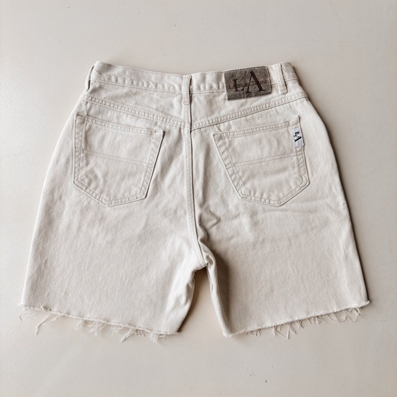 Vintage 90s high rise denim cut off jorts light beige cream - Picture 4 of 7